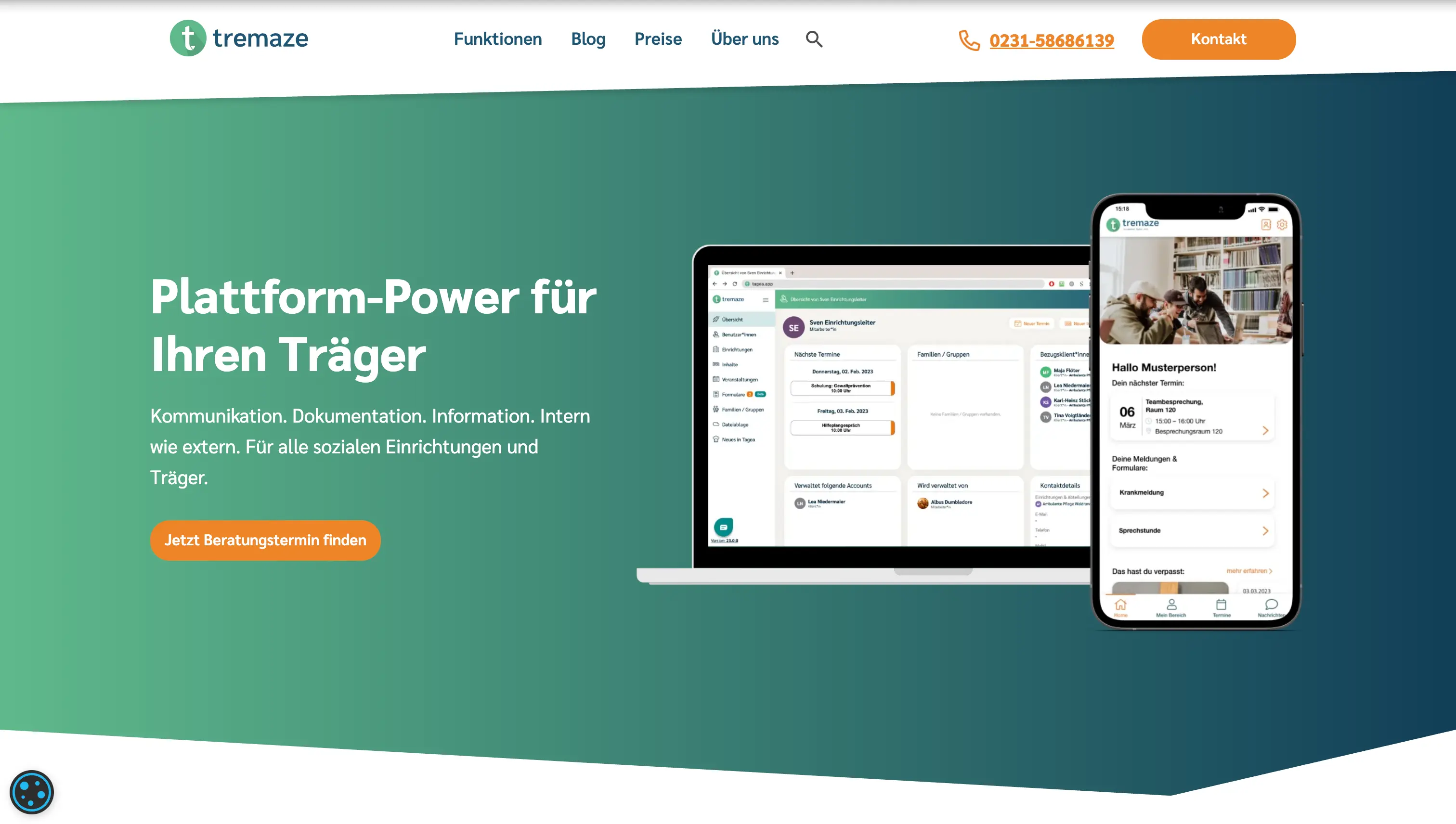 Tremaze - Plattform Software Website